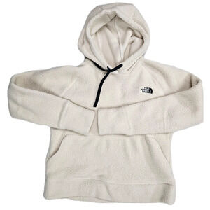 The North Face Sherpa Fleece Hoodie Women's Size Large Off White Pullover Pocket